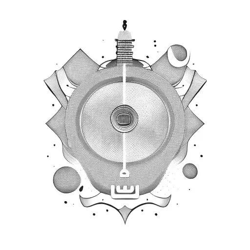 acoustic guitar black simple tattoo design idea