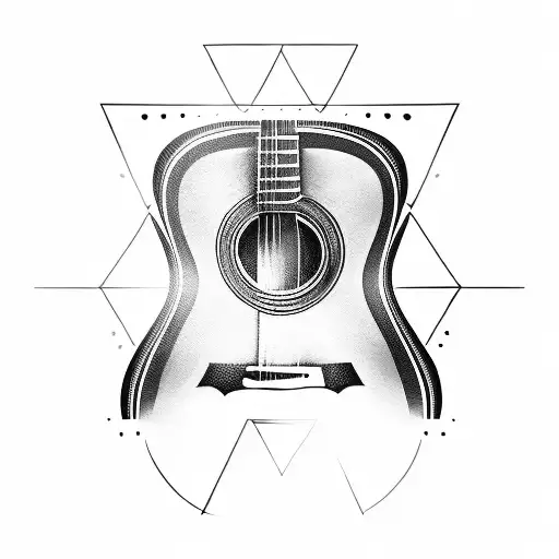 acoustic guitar black simple tattoo design idea