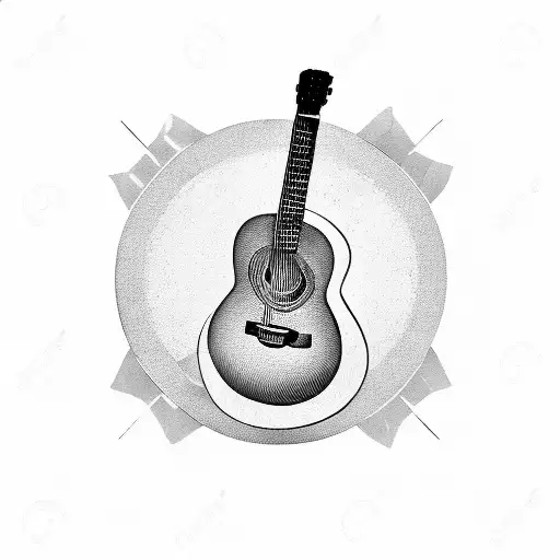 acoustic guitar tattoo design idea