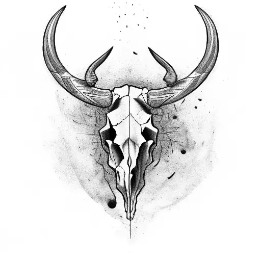 western bull skull tattoo design idea