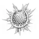 thistle and scottish flag tattoo design idea