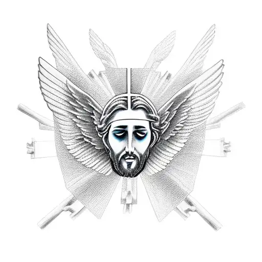 Jesus on a cross with wings from cross tattoo design idea