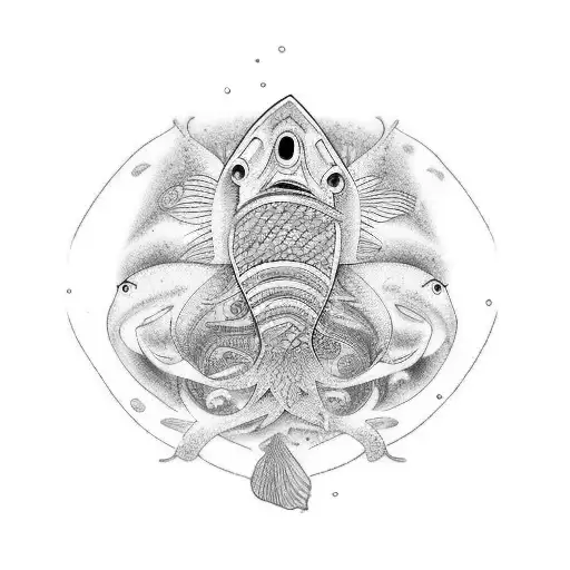 coi fish in vibrant ocean tattoo design idea