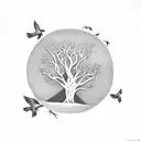 Tree with birds no leafs  tattoo design idea
