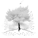 Tree with birds no leafs  tattoo design idea