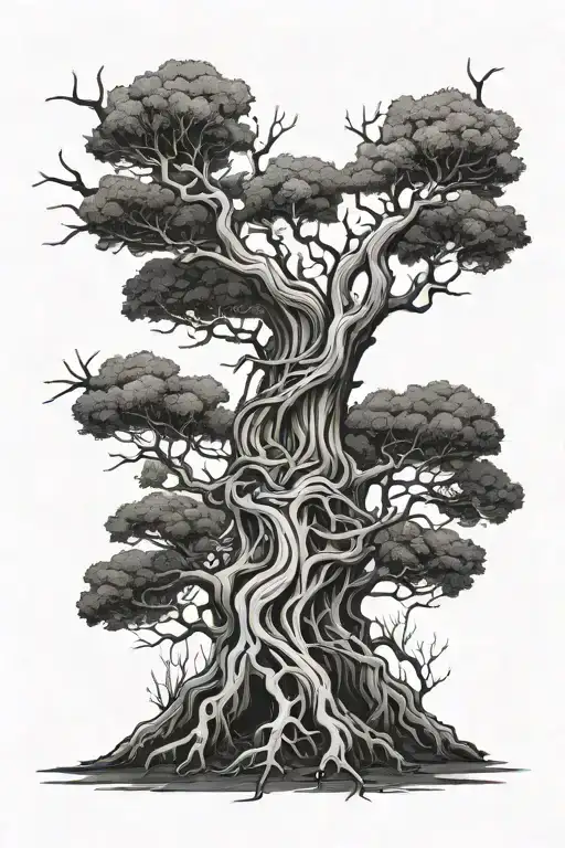 small dead tree with roots ex tattoo design idea