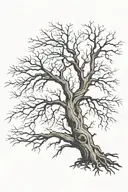 dead tree with roots extending tattoo design idea