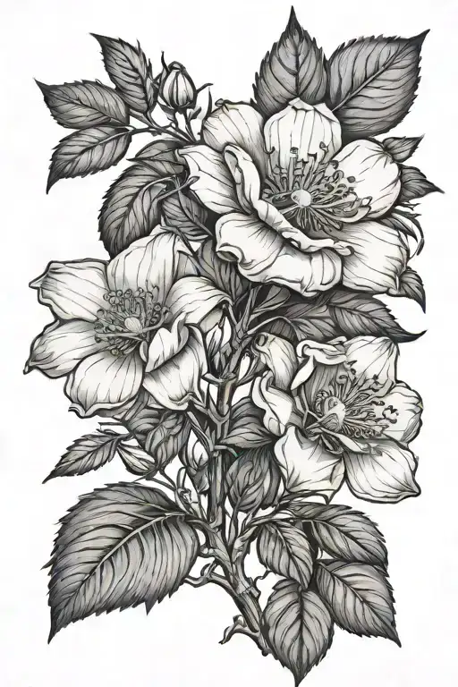 Cherokee rose growing tattoo design idea