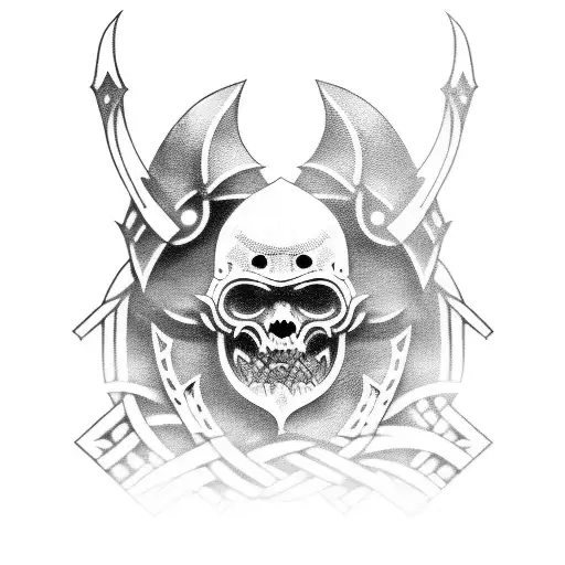 battle field with vikings and undead army tattoo design idea