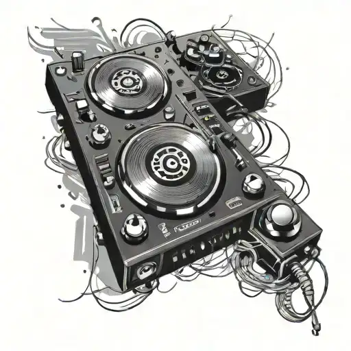 music dj controller techno tattoo design idea