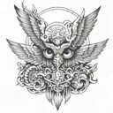 seraph, six wings, eyes looking forward tattoo design idea