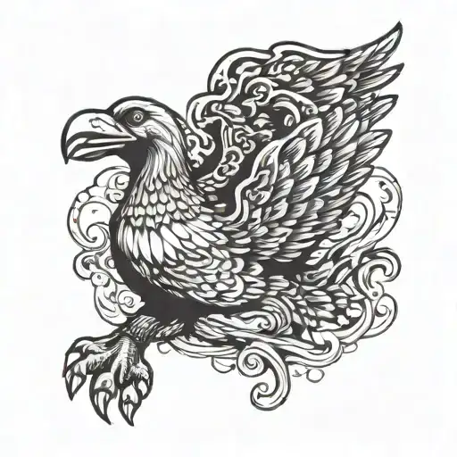rubber duck riding on the back of an eagle tattoo design idea