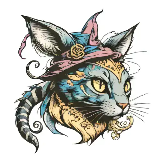 Chester cat alice wonderland + harry Potter tattoo design idea