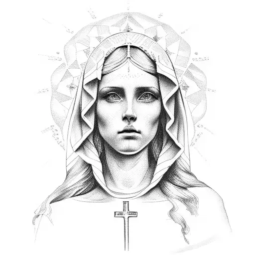 American catholic Virgin Mary  tattoo design idea