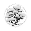 round juniper tree tattoo design idea
