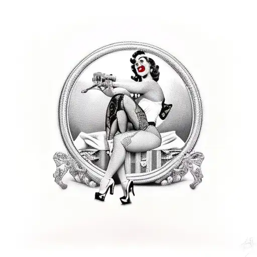 pin up girls in the poses hear no evil, see no evil, speak no evil tattoo design idea