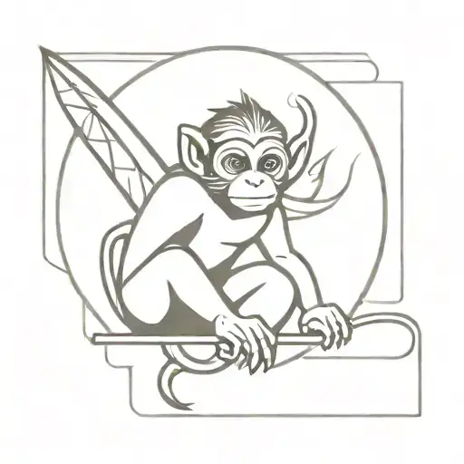Flying monkey tattoo design idea