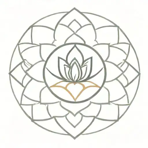 symetrical mandala with aum sumbol with lotus flower  tattoo design idea