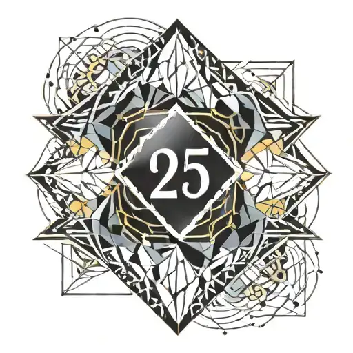 A diamond with number 25 tattoo design idea