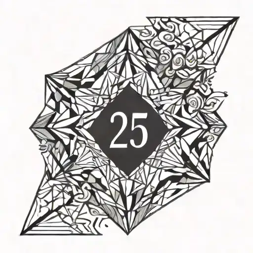 A diamond with number 25 minimalist tattoo design idea