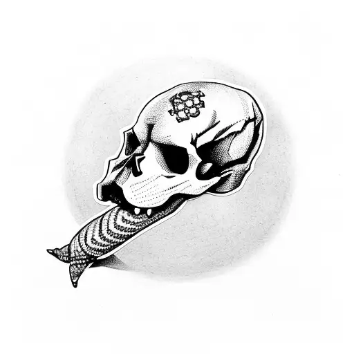 a dog's skull with a cross wrapped around a snake tattoo design idea