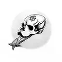 a dog's skull with a cross wrapped around a snake tattoo design idea