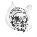 a dog's skull with a cross wrapped around a snake tattoo design idea