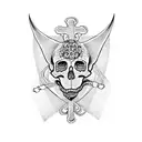 a dog's skull with a cross wrapped around a snake tattoo design idea