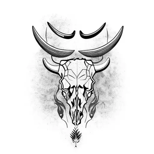 cattle skull  tattoo design idea