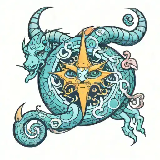 capricorn Aquarius zodiac symbol incorporated tattoo design idea