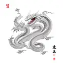 A sleek robotic dragon coiled around a traditional Japanese cherry blossom tree tattoo design idea