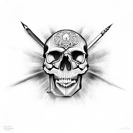 skull, fallen King, darkart, creepy tattoo design idea