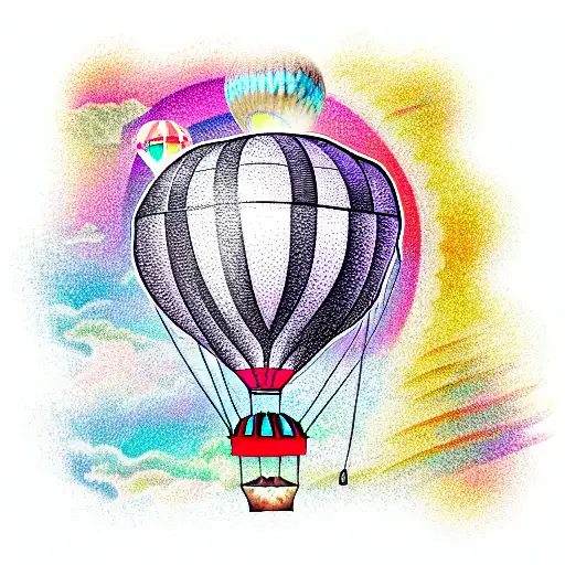 hot air balloon tattoo design idea