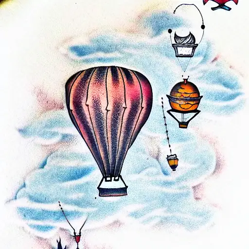 hot air balloon tattoo design idea