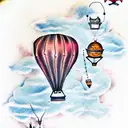 hot air balloon tattoo design idea