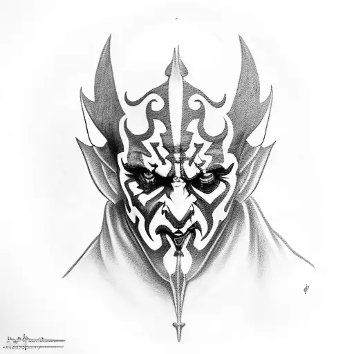 Darth Maul wearing a hood tattoo design idea