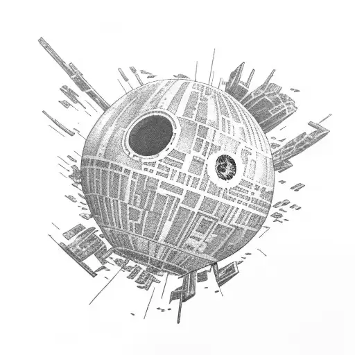 destroyed death star tattoo design idea