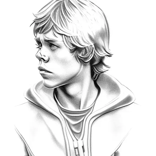 realistic young Luke Skywalker tattoo design idea