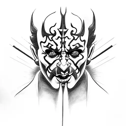 movie quality Darth Maul tattoo design idea