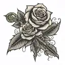 cane w rose intertwined tattoo design idea