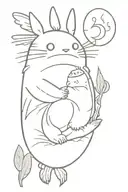 haku wrapping around a totoro, gigi and calcifer howls moving tattoo design idea
