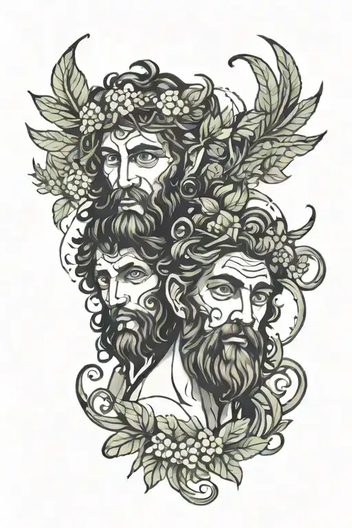 dionysus and Pan tattoo design idea