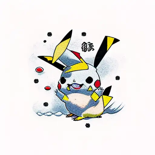 pikachu smoking weed tattoo design idea
