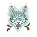 snarling wolf red eyes  tattoo design idea