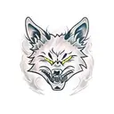 snarling wolf red eyes  tattoo design idea