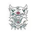 snarling wolf red eyes  tattoo design idea