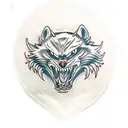 snarling wolf red eyes  tattoo design idea