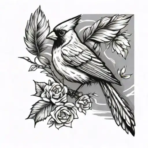 cardinal bird flying away tattoo design idea