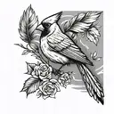 cardinal bird flying away tattoo design idea