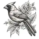 cardinal bird flying away tattoo design idea